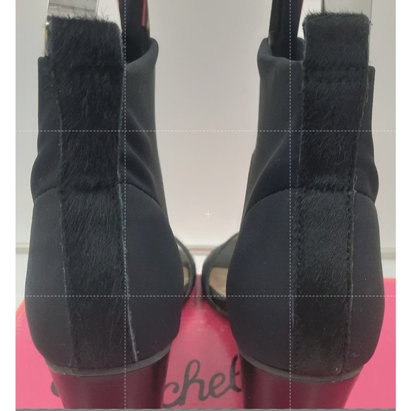 NWB Seychelles Prominent 9 Black Leather Calf Hair Open Toe Heels - Picture 6 of 6
